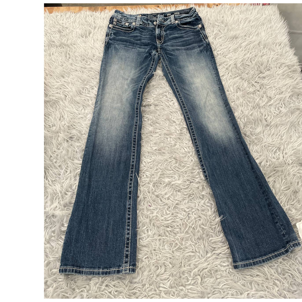 Miss Me Boot Cut Jeans Fleur De Lis Sequin Bling Sz 29 Embellished Crystal